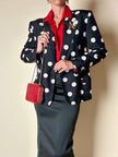 Blazer in seta nera a grandi pois color panna “Genny”