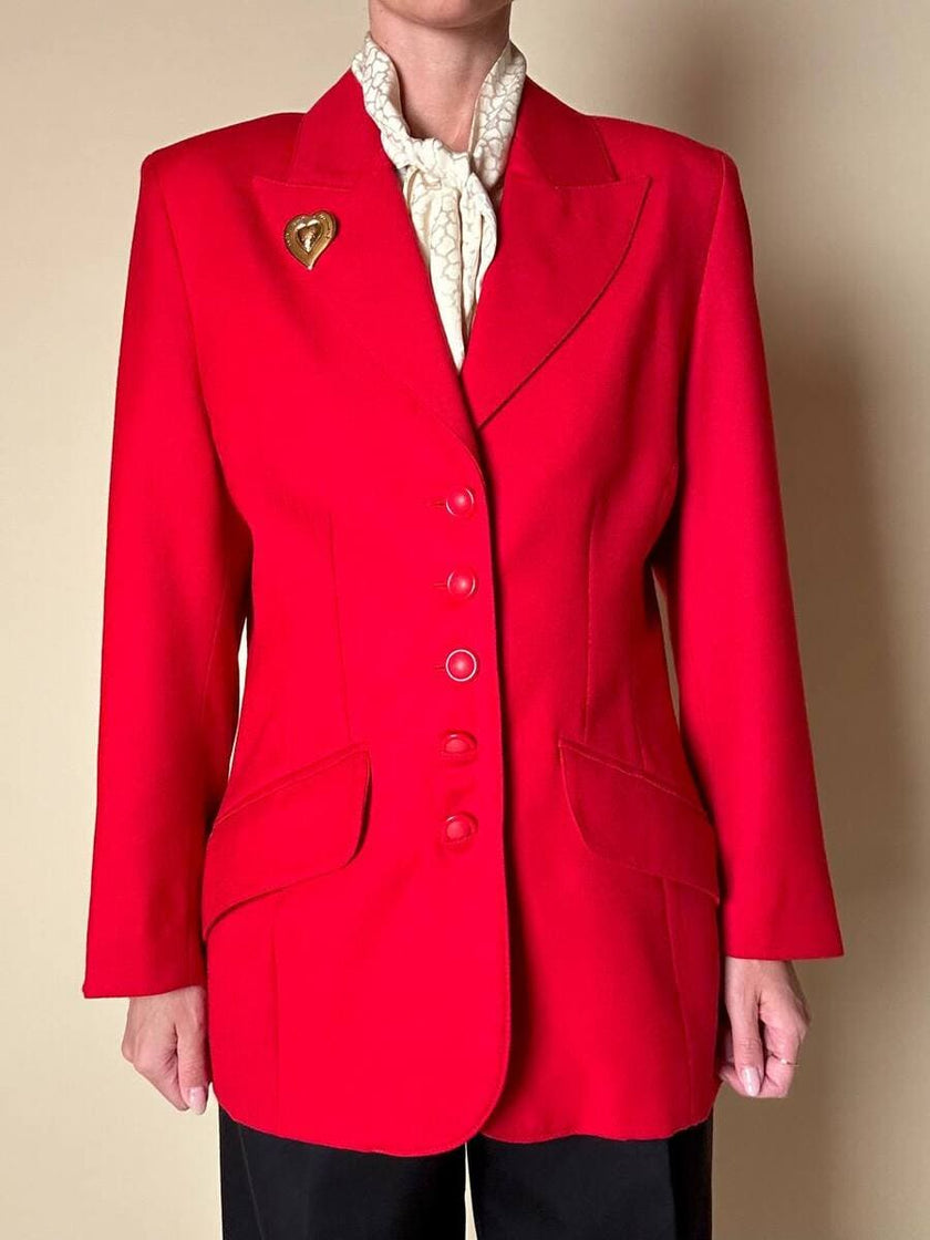 Blazer rosso in pura lana vergine