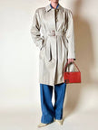 Vintage Burberry’s beige quill gabardine trench coat with matching belt and Check lining