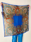 Foulard Yves Saint Laurent in lana leggera blu elettrico fantasia paisley