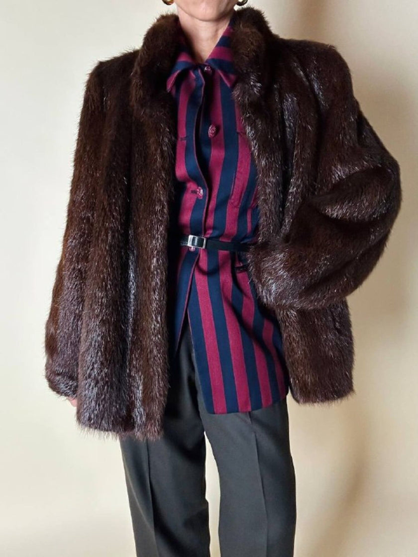 Blazer a righe verticali bordeaux e blu notte con bottoni in metallo laccato Daniel Hechter