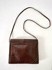 Borsa bandoulière vintage Fendi in pelle marrone mogano con logo a rilievo