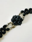 Collier vintage in cristalli neri sfaccettati di Jet con frange degradé