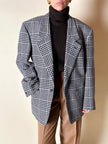 Blazer vintage Gianni Versace in lana jacquard fantasia principe di Galles
