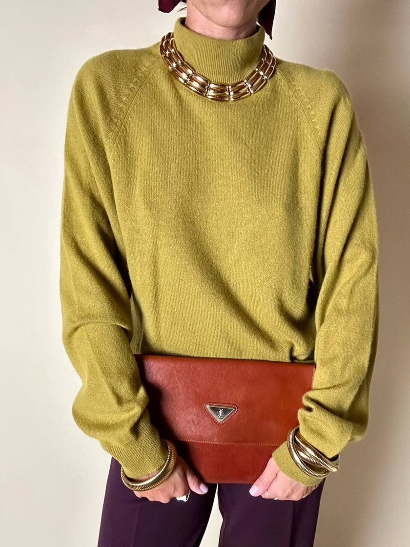 Lupetto oversize in cachemire verde acido Pure Cachemire