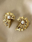 Clip dorate a forma di conchiglia con perle cabochon