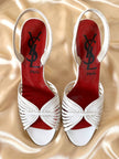 Sandali in pelle bianca con tacco a spillo “Yves Saint Laurent”