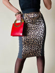 Longuette leopardata con riporti in tela grigia “D&G”