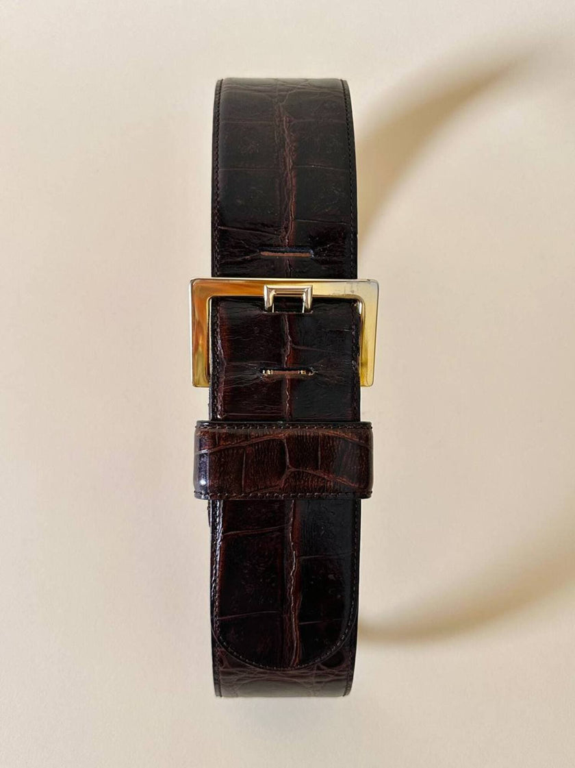 Cintura in coccodrillo marrone “Gianfranco Ferrè”