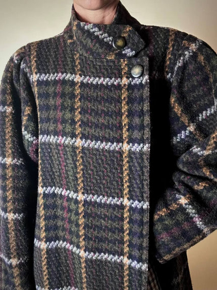 Cappotto lungo in pura lana vergine  fantasia tartan Fashion By Classic