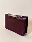 Fendissime handbag in burgundy brushed leather with gold chain jewel handle and detachable shoulder strap