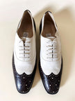 Two-tone Oxford shoes in ivory suede and dark brown leather Titty Lugano