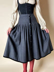 Gonna Fit and Flare Valentino Miss V in lana grigio antracite e velluto nero