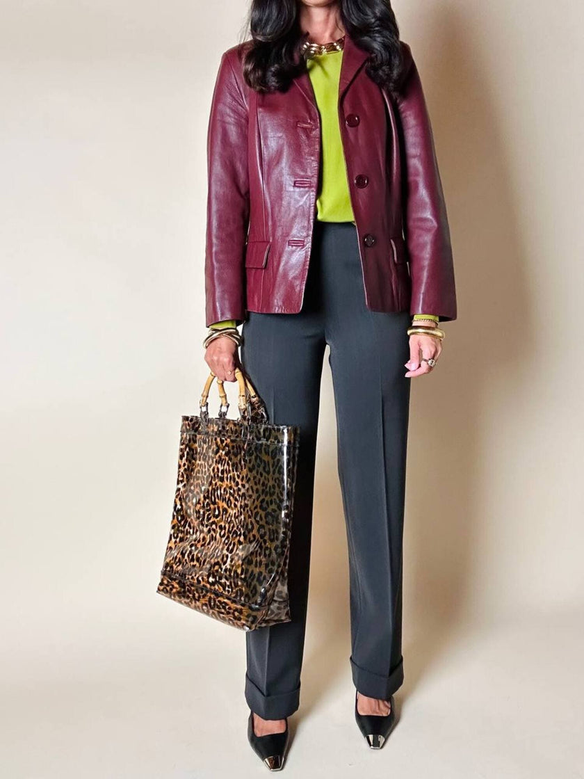 Giacca in pelle bordeaux Vera Pelle