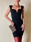 Mini abito in cotone stretch nero con coppe in serpente “La Perla”