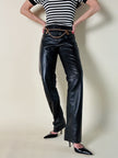 Pantalone vintage Gucci modello a sigaretta in pelle nera