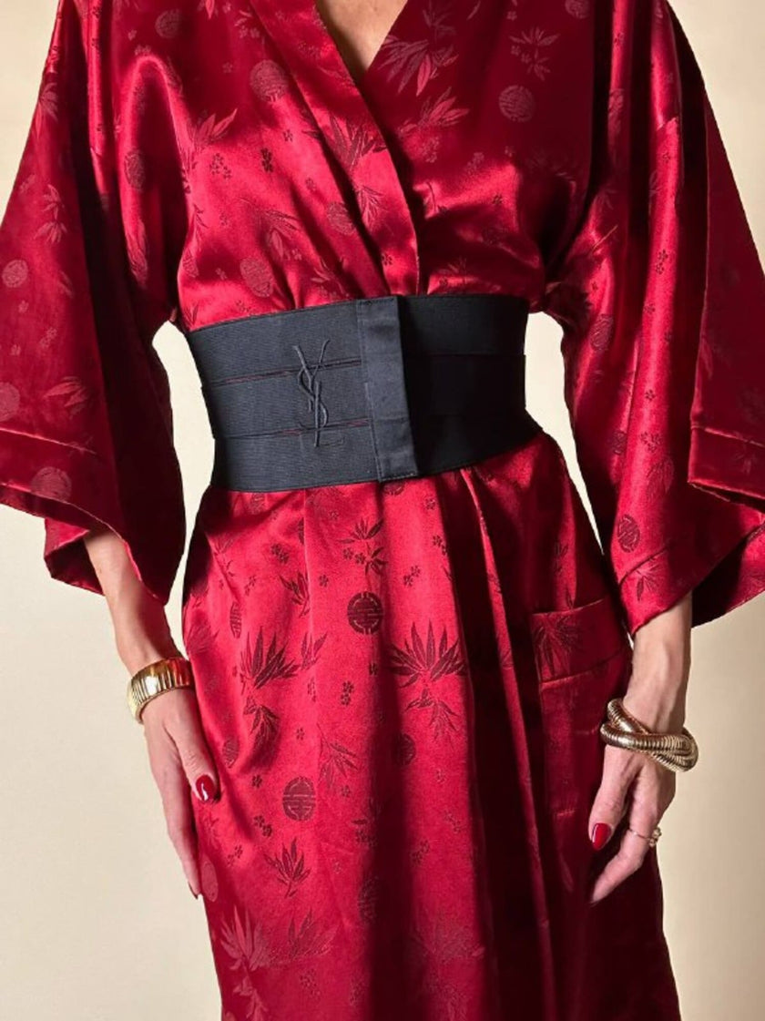 Cintura/stringi vita nera a fasce elastiche “Yves Saint Laurent”