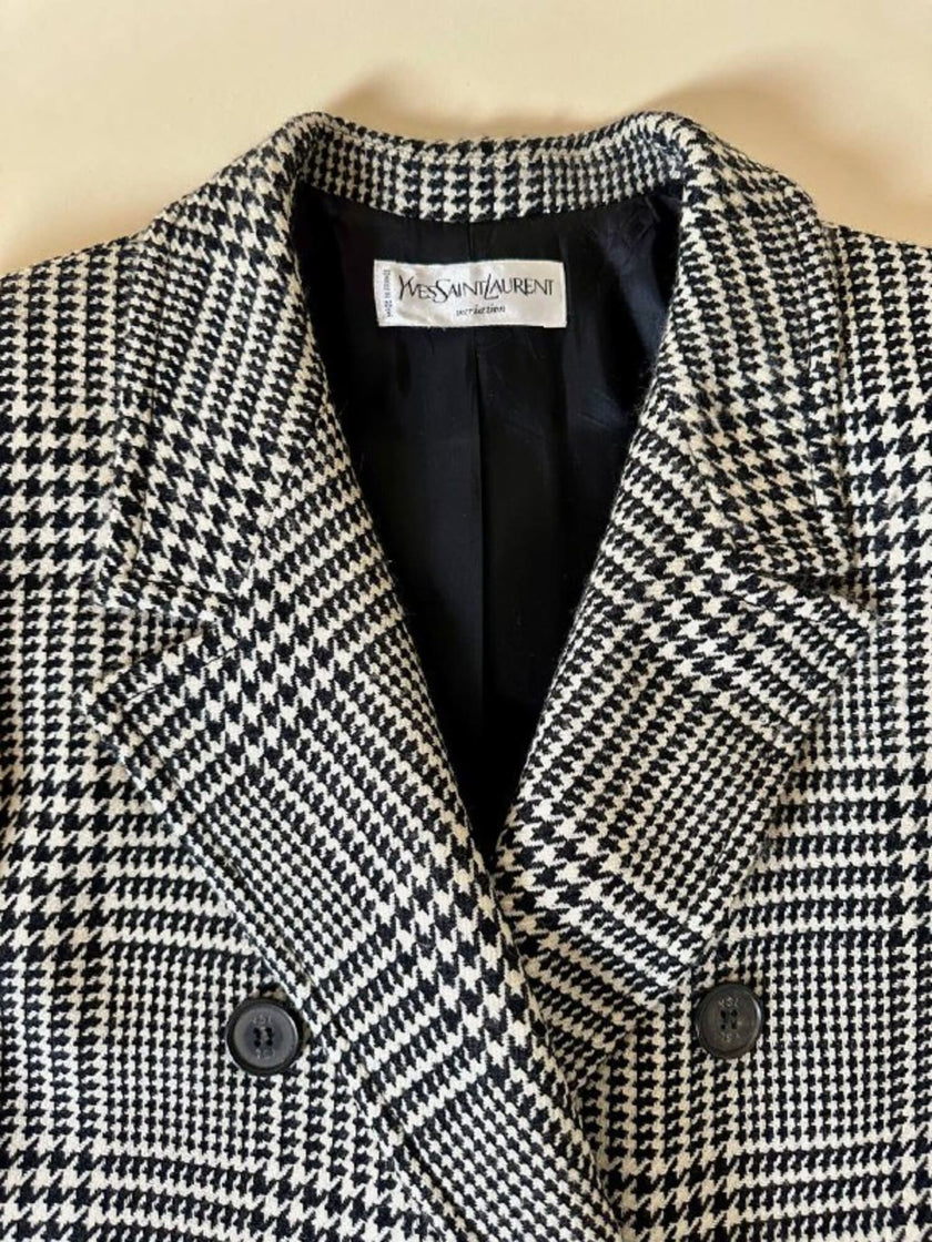 Blazer doppiopetto in lana principe di Galles “Yves Saint Laurent”