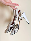 Sandali in pelle bianca con tacco a spillo “Yves Saint Laurent”
