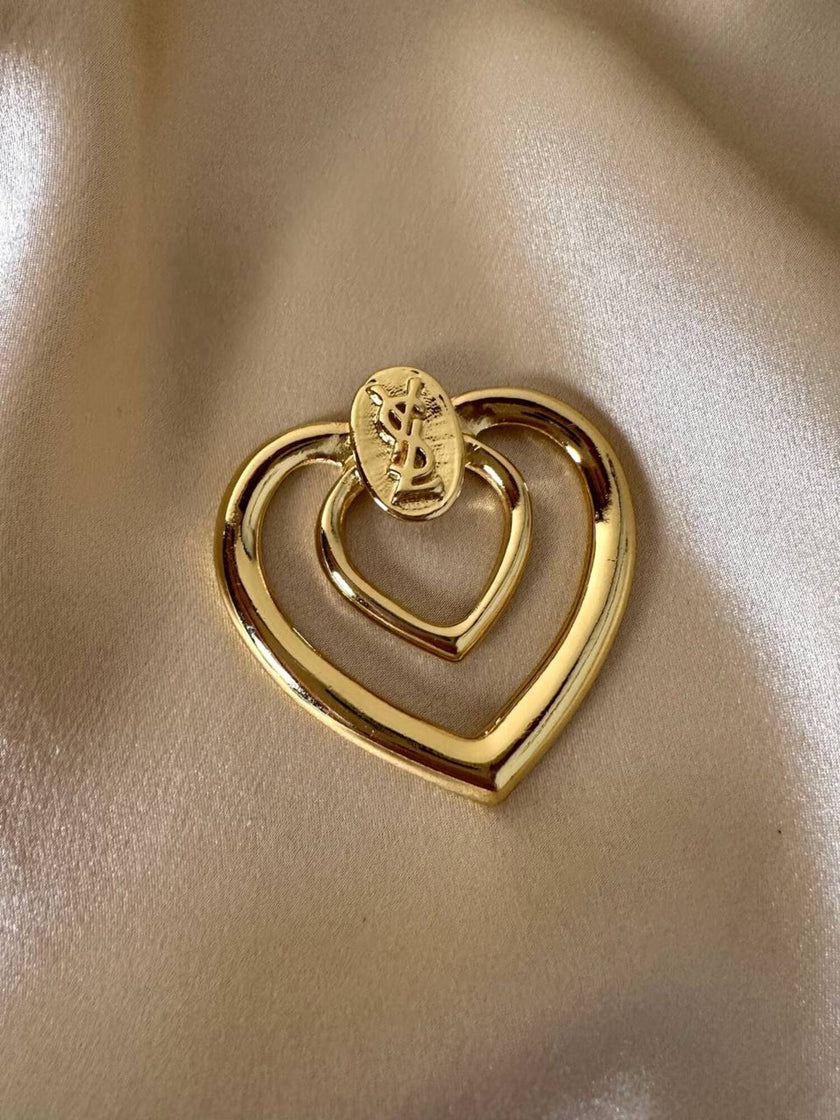 Ferma foulard dorato a forma di cuore “Yves Saint Laurent”