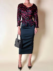 Camicia in organza nera fantasia rose rosse “Byblos”