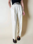 Pantalon vintage en laine et cachemire crème Ellen Tracy