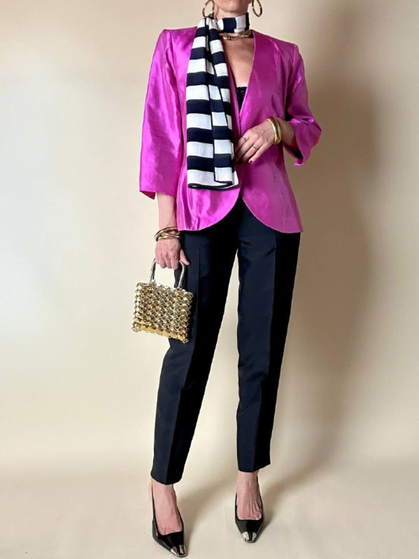 Blazer in shantung di seta ciclamino “Yves Saint Laurent”
