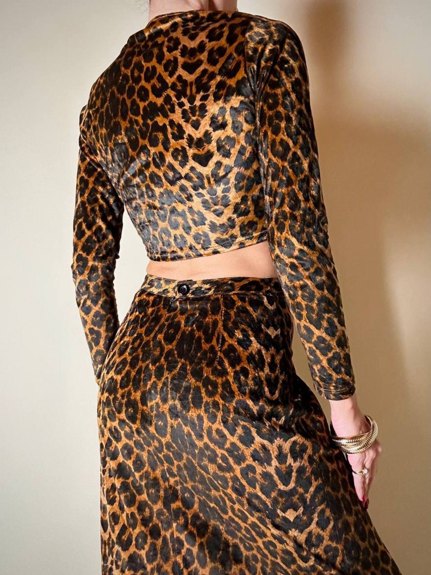 Gonna lunga con top in coordinato in velluto animalier “Roman’s”
