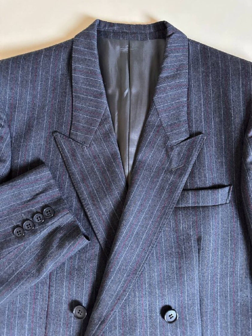 Tailleur gessato in lana grigio antracite “Yves Saint Laurent”