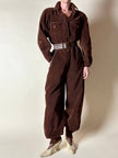 Cintura vintage Yves Saint Laurent in pelle marrone con maxi fibbia in resina