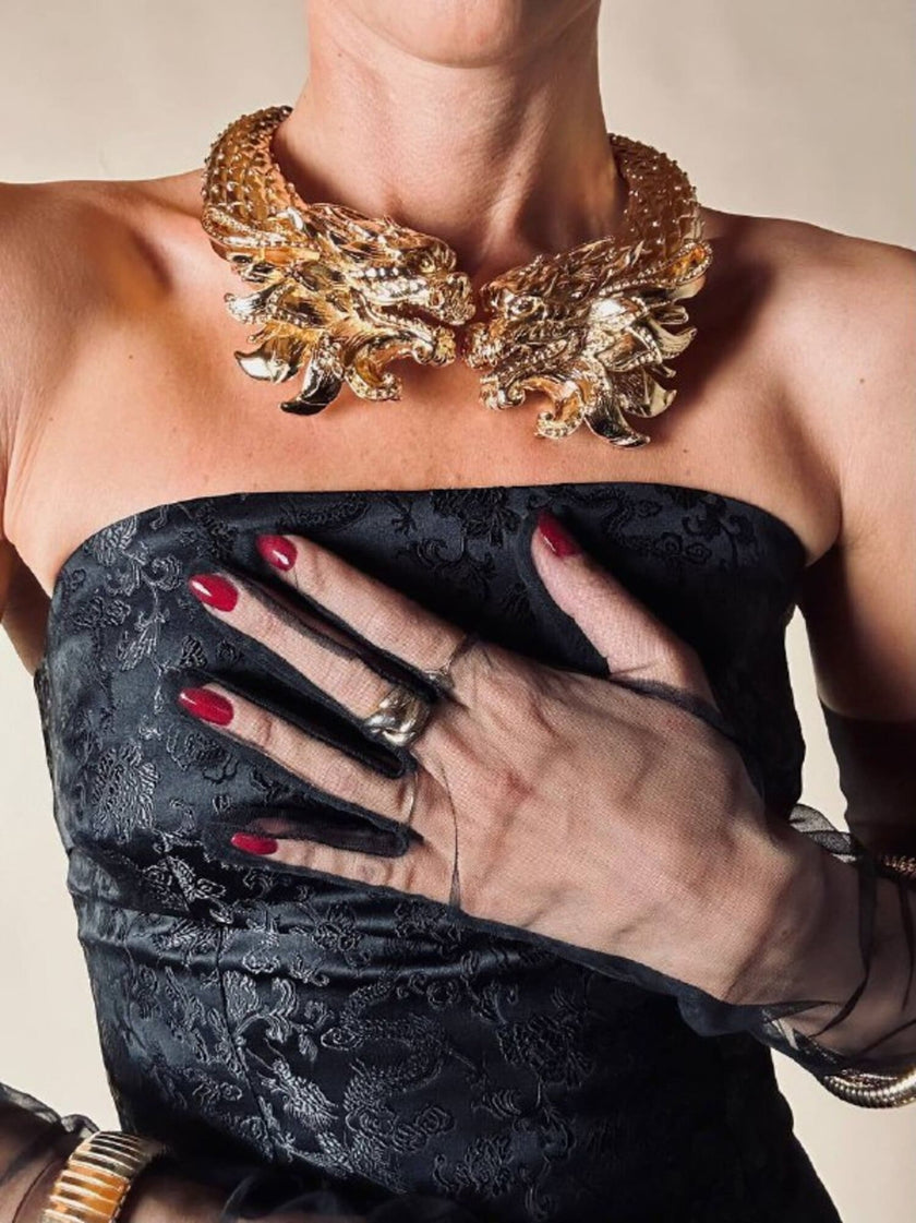 Maxi collier dragoni in metallo dorato “Roberto Cavalli”