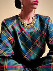 Blusa in raso di seta tartan 