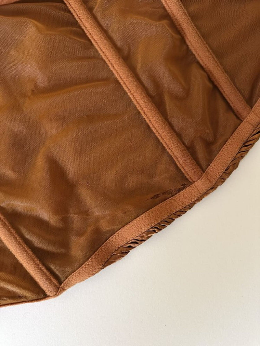 Bustier La Perla con scollo a cuore in tessuto micro plissé color bronzo