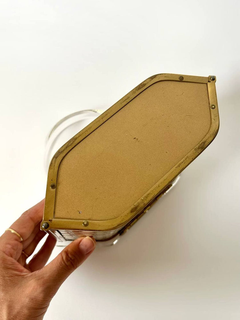 Box Bag vintage in lucite e metallo dorato effetto intrecciato