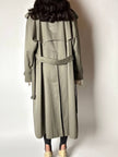 Vintage Aquascutum trench coat in khaki green gabardine with matching belt