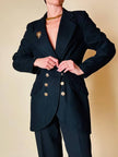 Blazer doppiopetto nero con bottoni dorati “Guaranteed”