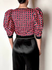 Blusa vintage Yves Saint Laurent fantasia Arlecchino con maniche a palloncino