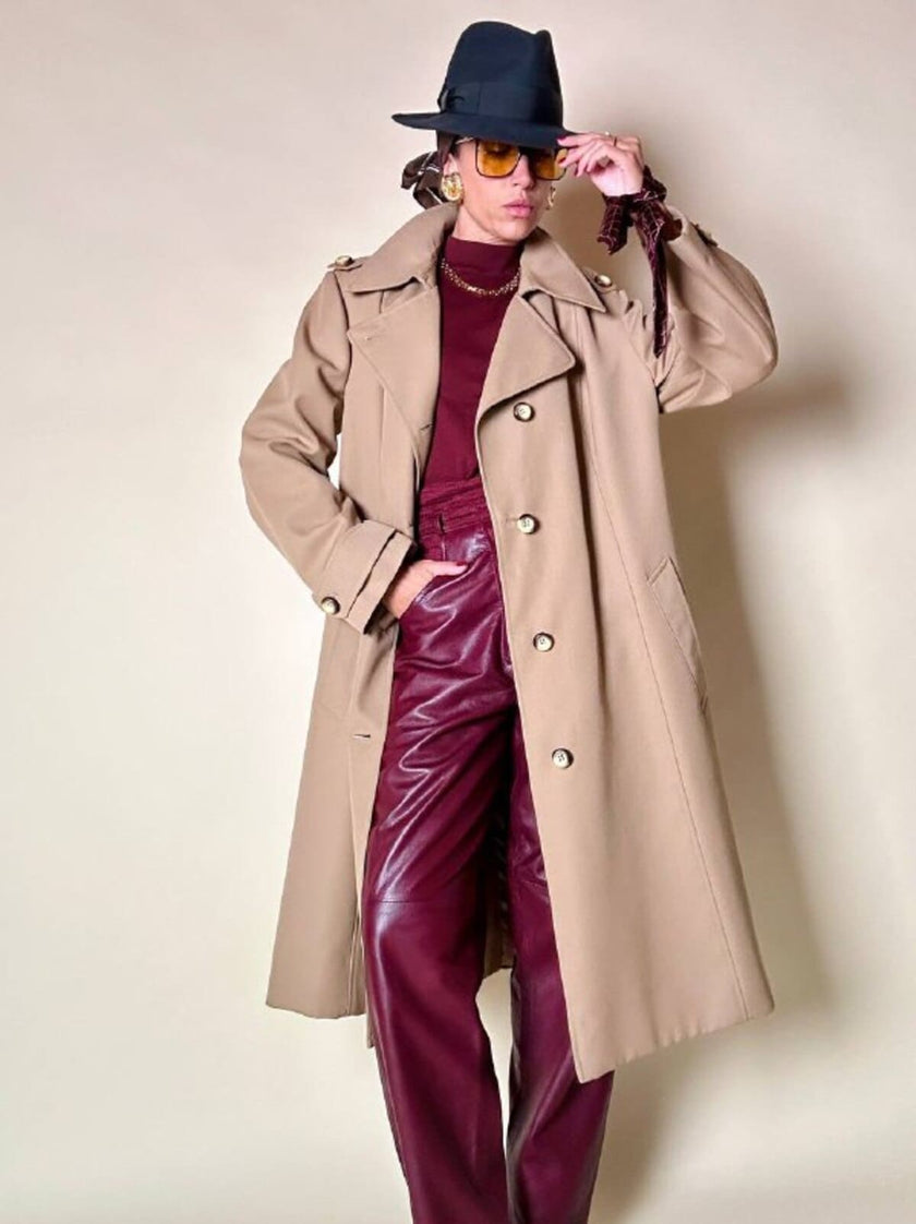 Trench oversize in gabardine color cammello