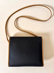 Borsa bandoulière Yves Saint Laurent in tessuto tramato nero con dettagli in pelle cuoio
