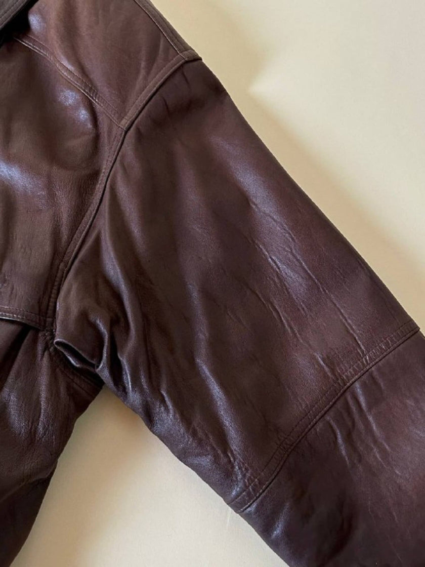 Bomber aviator in pelle color cioccolato “Laps”