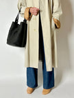 Secchiello vintage Yves Saint Laurent in tessuto nero millerighe con riporti in pelle