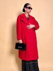 Cappotto in drap di lana rosso vivo