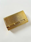 Clutch-Minaudière vintage in metallo oro satinato con dettaglio bambù