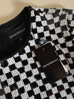 Abito Emporio Armani in paillettes bianche e nere fantasia a scacchi