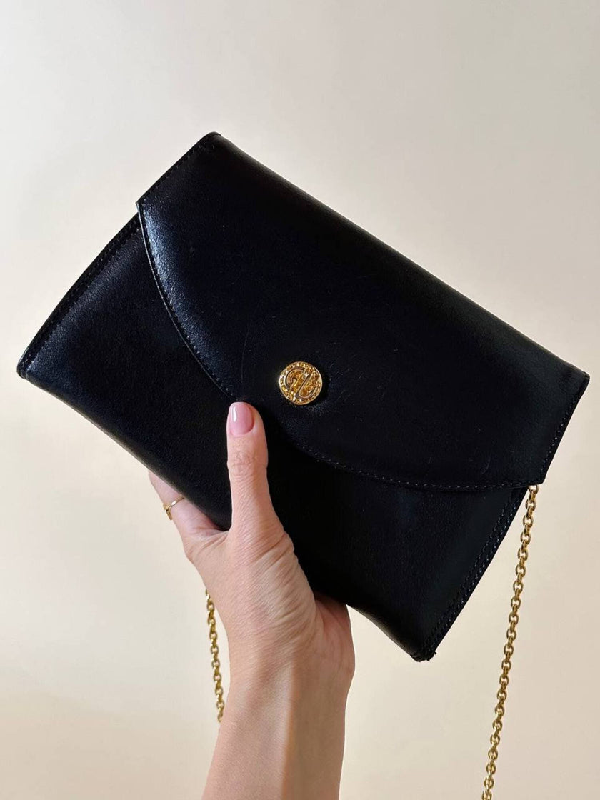Borsa vintage Guy Laroche Paris in pelle nera
