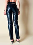 Pantalone in pelle nera cinque tasche