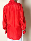 Camicia Yves Saint Laurent in pura seta rosso aragosta con pettorina