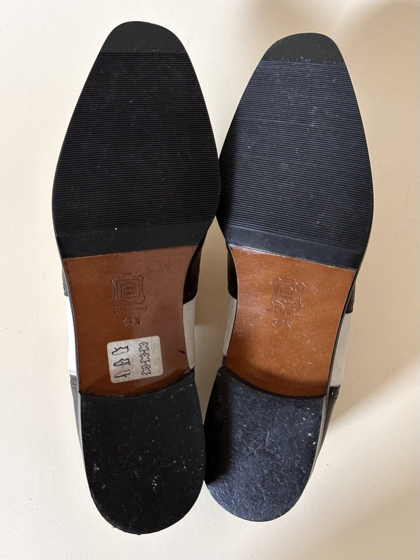 Two-tone Oxford shoes in ivory suede and dark brown leather Titty Lugano