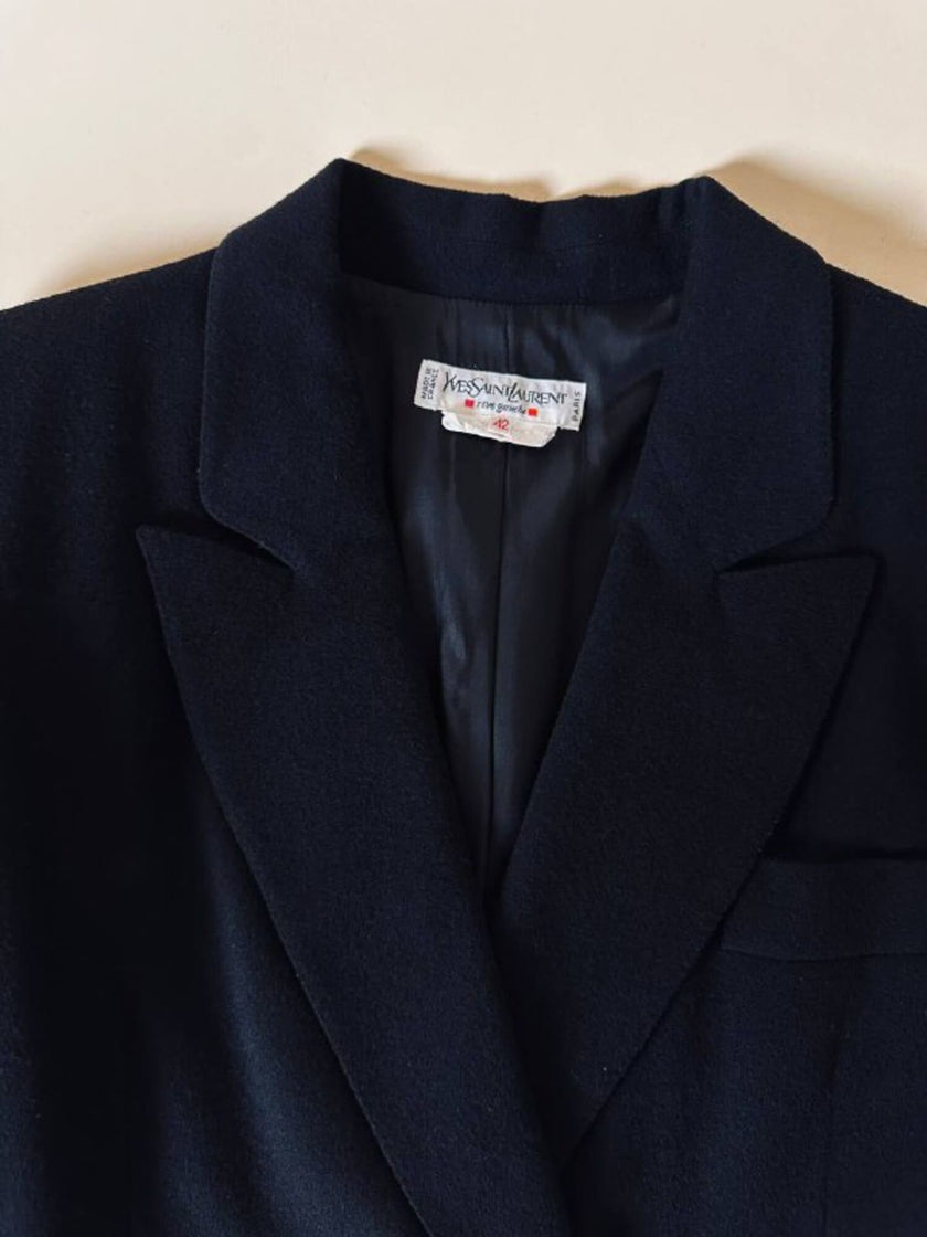 Blazer doppiopetto nero in pura lana “Yves Saint Laurent”