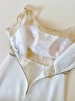 Mini dress bianco con inserti di organza ricamati in paillettes “Luis Mari”